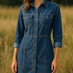 Frye Blue Denim Shirt Dress